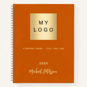 Das Firmenlogo verbrannt orange-elegante Monogramm Notizblock (Vorderseite)