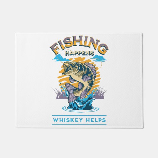 Das Fischen geschieht. Whiskey hilft! Fußmatte (Vorderseite)