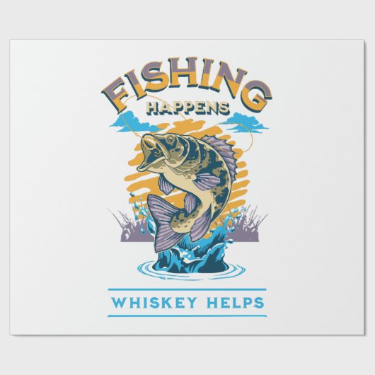 Das Fischen geschieht. Whiskey hilft! Geschenkpapier (Flach)