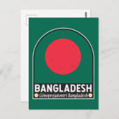 Das FlaggenEmblem von Bangladesch erschüttert Vint Postkarte (Vorne/Hinten)
