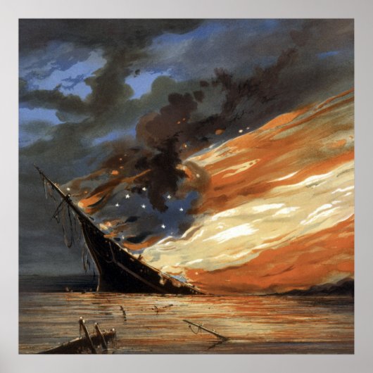 Das Flaggschiff des Zivilen Krieges gegen das Feue Poster (Vorne)