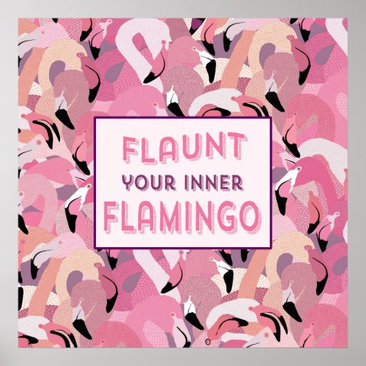 Das Flamingo-Poster im Inneren zeigen - Rosa Poster (Vorne)