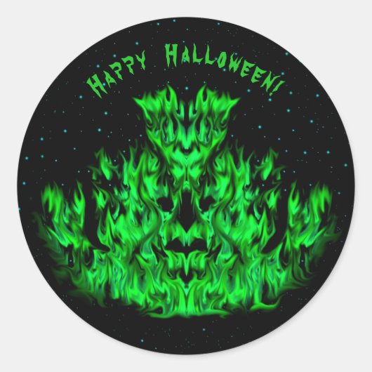 Das Flammenmonster im Sternenhimmel Runder Aufkleber (Vorderseite)