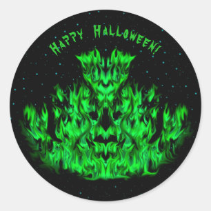 Das Flammenmonster im Sternenhimmel Runder Aufkleber