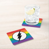 Das Flash-Rainbow-Logo Rechteckiger Pappuntersetzer (Vor Ort)