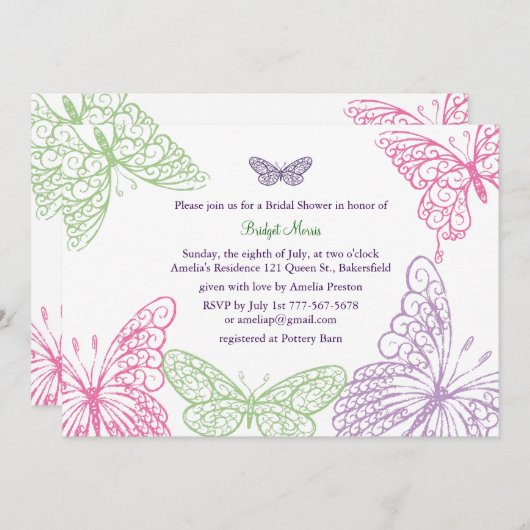 Das Flattern-Brautparty-Einladung des Herzens eine Einladung (Vorne/Hinten)