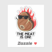 Das Fleisch steht auf einem sonnigen Steak Pub Aufkleber (Blatt)