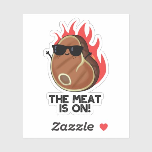 Das Fleisch steht auf einem sonnigen Steak Pub Aufkleber (Blatt)