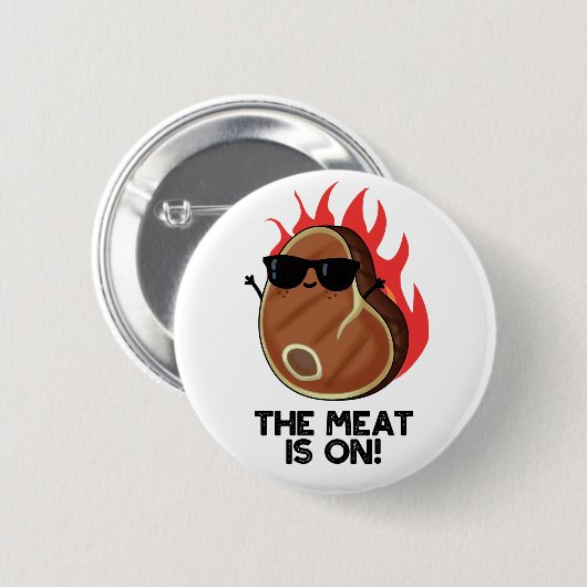 Das Fleisch steht auf einem sonnigen Steak Pub Button (Vorne & Hinten)