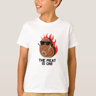Das Fleisch steht auf einem sonnigen Steak Pub T-Shirt