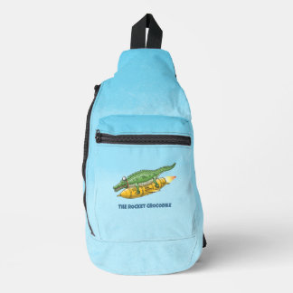 Das fliegende Raketenkrokodil Crossbody Bag