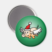 Das fliegende Weihnachtsschwein Magnet (Vorderseite/Rückseite)