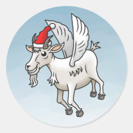 Das fliegende Weihnachtsziege Runder Aufkleber