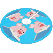 Das Fliegerbuch und der Cartoon-Schweinekirsch Polyester Weihnachtsbaumdecke (Schrägansicht)