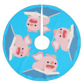 Das Fliegerbuch und der Cartoon-Schweinekirsch Polyester Weihnachtsbaumdecke (Vorderseite)