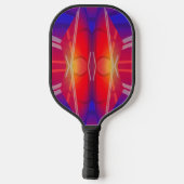 Das Flügeln von Neon Layered Abstract Design Pickleball Schläger (Rückseite)