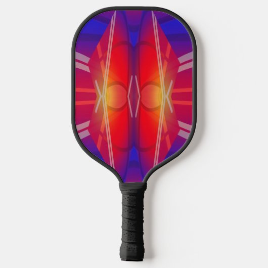 Das Flügeln von Neon Layered Abstract Design Pickleball Schläger (Rückseite)