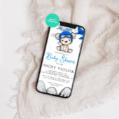 Das Flugzeug Winter Baby Dusche ist ein Boy Aviato Einladung