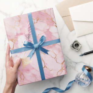 Das flüssige Marmormuster in Rosa und Gold Geschenkpapier