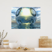 Das flüssige metallische Spherposter Poster (Küche)