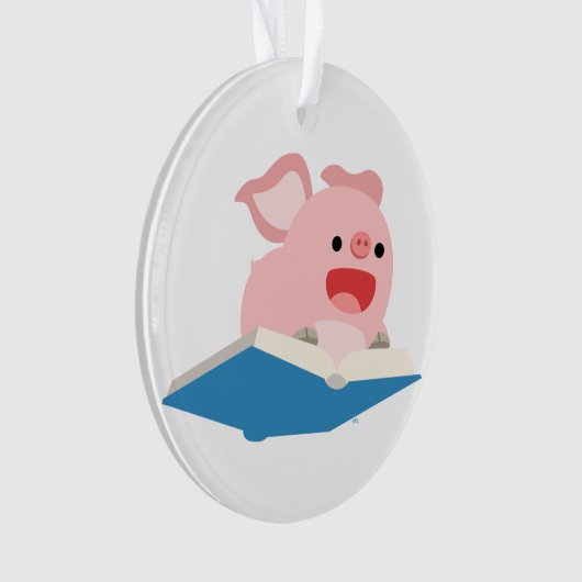 Das Flying Book and Cartoon Pig Acrylic Ornament (Vorderseite)