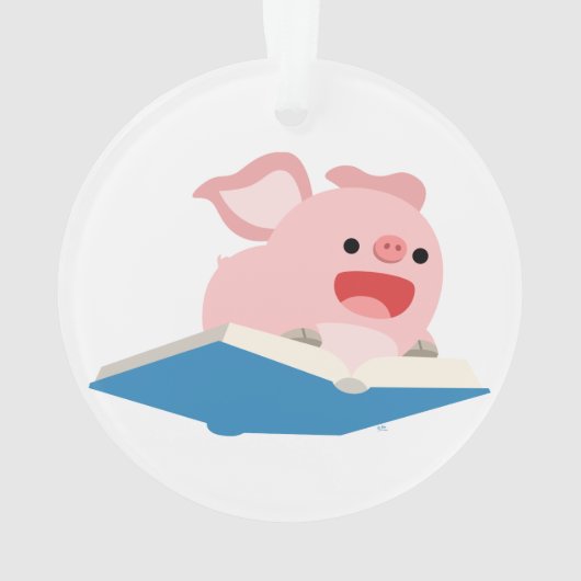 Das Flying Book and Cartoon Pig Acrylic Ornament (Rückseite)