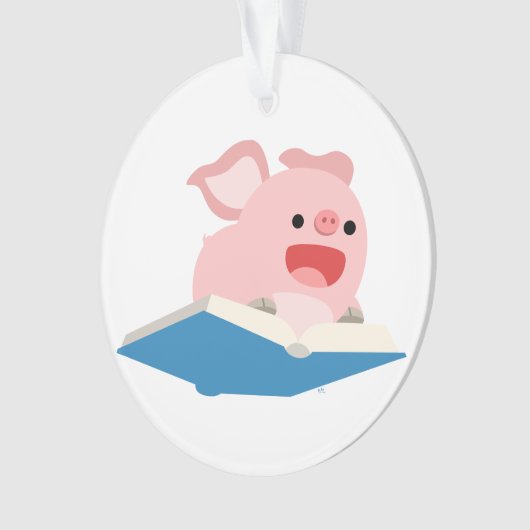 Das Flying Book and Cartoon Pig Acrylic Ornament (Vorderseite)