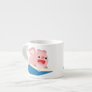 Das Flying Book and Cartoon Pig Espresso Tasse
