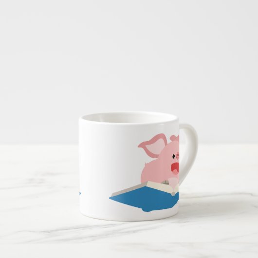 Das Flying Book and Cartoon Pig Espresso Tasse (Vorderseite Rechts)