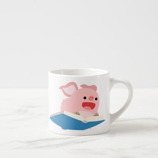 Das Flying Book and Cartoon Pig Espresso Tasse (Rechts)