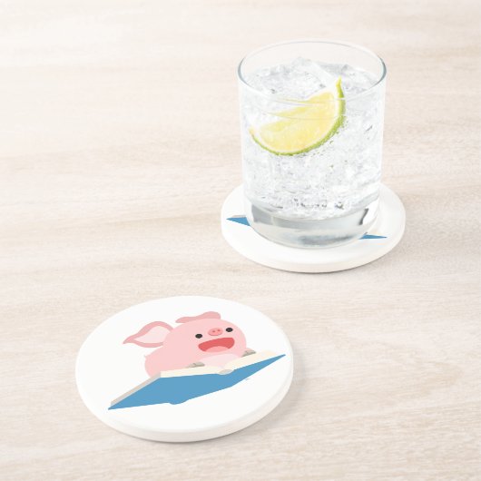 Das Flying Book und der Cartoon Pig-Untersetzer Untersetzer (Seite)