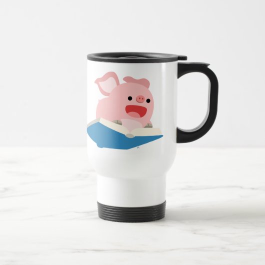 Das Flying Book und die Cartoon Pig-Tasse Reisebecher (Rechts)