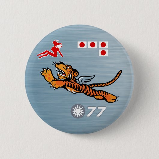 Das Flying Tigers WWII Nasen-Kunst Button (Vorderseite)