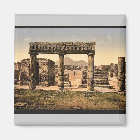 Das Forum, Pompeji, Italien Vintag Fotochrom Magnet (Vorne)