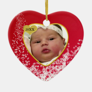 Das Foto-Andenken-Weihnachtsverzierung des Babys Keramik Ornament