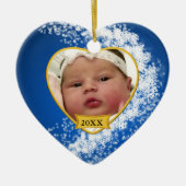 Das Foto-Andenken-Weihnachtsverzierung des Babys Keramik Ornament (Vorne)