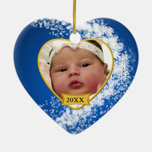 Das Foto-Andenken-Weihnachtsverzierung des Babys Keramik Ornament (Hinten)