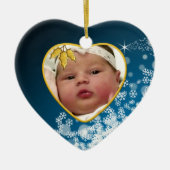 Das Foto-Andenken-Weihnachtsverzierung des Babys Keramik Ornament (Vorne)
