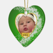 Das Foto-Andenken-Weihnachtsverzierung des Babys Keramik Ornament (Links)