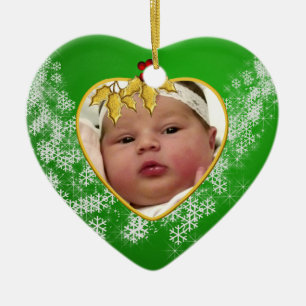 Das Foto-Andenken-Weihnachtsverzierung des Babys Keramik Ornament