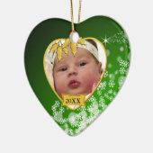 Das Foto-Andenken-Weihnachtsverzierung des Babys Keramikornament (Links)