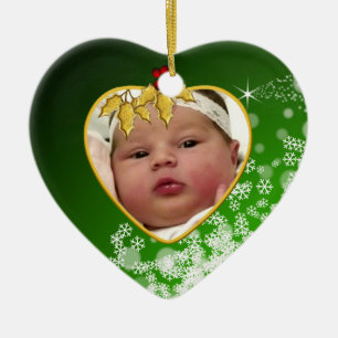 Das Foto-Andenken-Weihnachtsverzierung des Babys Keramikornament