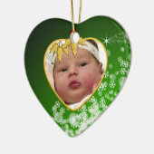 Das Foto-Andenken-Weihnachtsverzierung des Babys Keramikornament (Links)