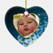 Das Foto-Andenken-Weihnachtsverzierung des Babys Keramikornament (Hinten)