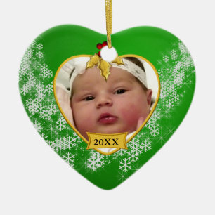 Das Foto-Andenken-Weihnachtsverzierung des Babys Keramikornament