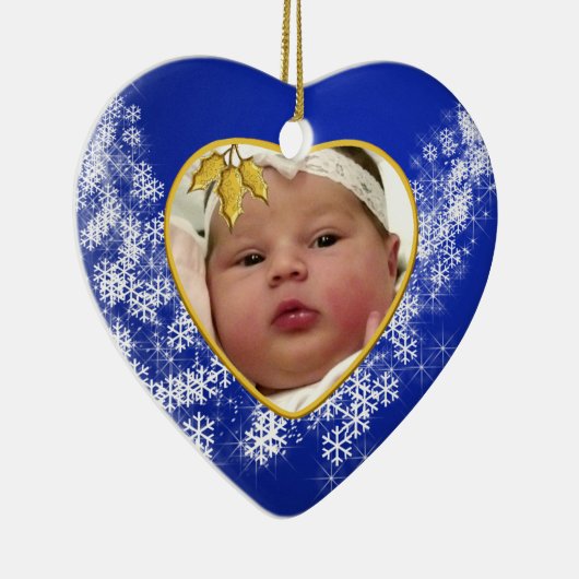 Das Foto-Andenken-Weihnachtsverzierung des Babys Keramikornament (Rechts)