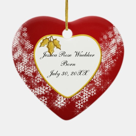 Das Foto-Andenken-Weihnachtsverzierung des Babys Keramikornament (Hinten)