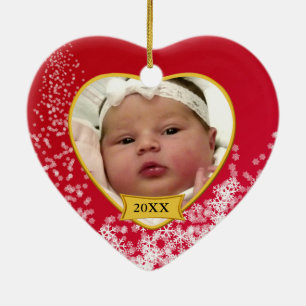 Das Foto-Andenken-Weihnachtsverzierungsnowy-Rot Keramik Ornament