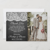 Das Foto der Chalkboard & Lace Wedding Collection Dankeskarte (Vorderseite)