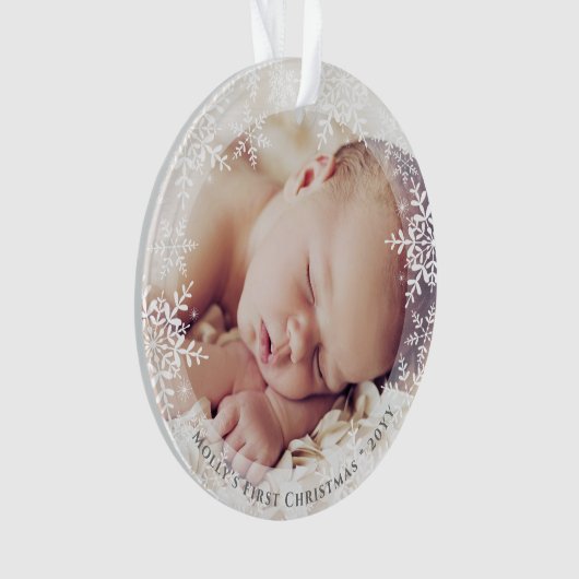 Das Foto der ersten Weihnachtsfeier Ornament (Vorderseite)